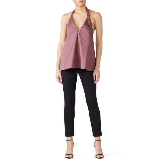 TIBI Purple Pink Dusty Hue Halter Neckline Snap Closure Halter Top size 8 - Picture 1 of 10